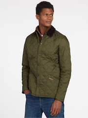Barbour® Khaki Green Heritage Liddesdale Slim Fit Quilted Jacket - Image 3 of 10