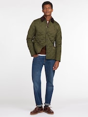 Barbour® Khaki Green Heritage Liddesdale Slim Fit Quilted Jacket - Image 5 of 10