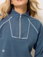 Long Tall Sally Blue Pipe Detail Sweatshirt & Wide Leg Joggers - Image 4 of 6
