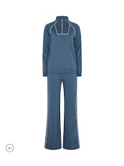 Long Tall Sally Blue Pipe Detail Sweatshirt & Wide Leg Joggers - Image 5 of 6