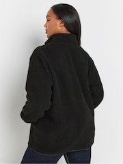 Yours Curve Black Borg Nylon Pocket Fleece - Image 3 of 4