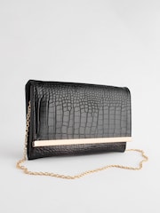 Black Clutch Bag With Detachable Cross-Body Chain - Image 4 of 7