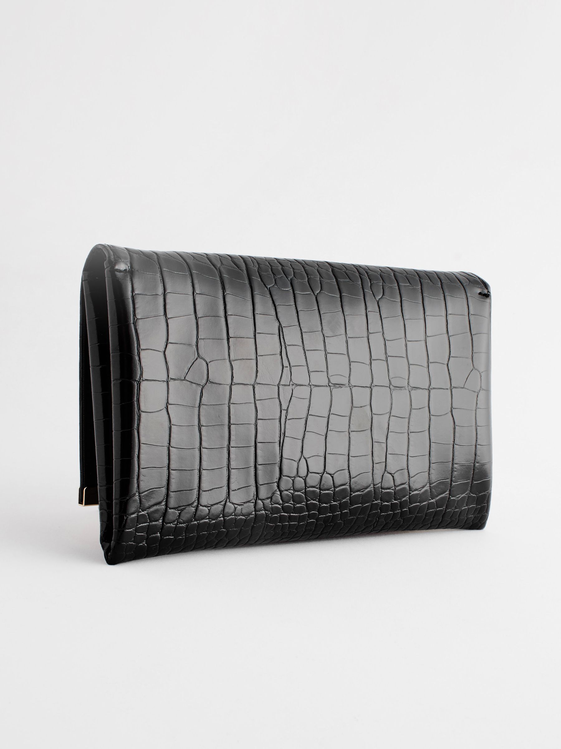 Black clutch bag with silver chain store