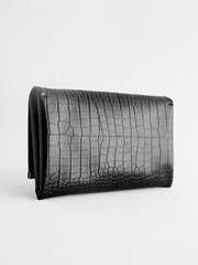 Black Clutch Bag With Detachable Cross-Body Chain - Image 5 of 7