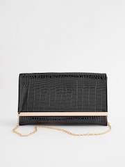 Black Clutch Bag With Detachable Cross-Body Chain - Image 6 of 7