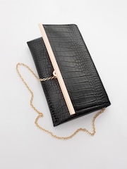 Black Clutch Bag With Detachable Cross-Body Chain - Image 7 of 7