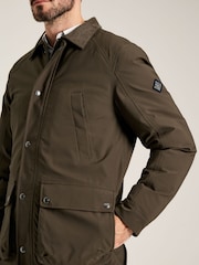 Joules Arbury Brown Fleece Lined Waterproof Jacket With Corduroy Collar - Image 8 of 9