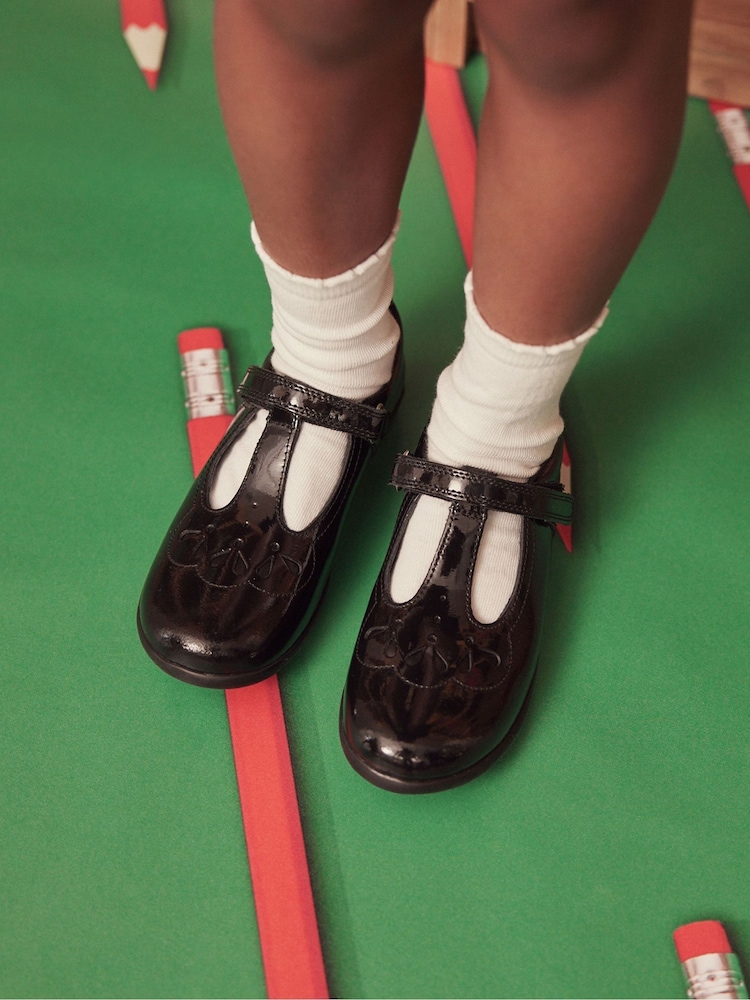 Start-Rite Poppy Black Patent Leather T Bar School Shoes - Image 3 of 8