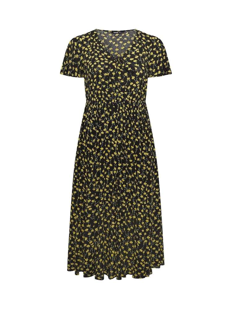 Yours Curve Black Smock Crinkle Maxi Dress - Image 5 of 5 Yours Curve Black Smock Crinkle Maxi Dress - Image 5 of 5