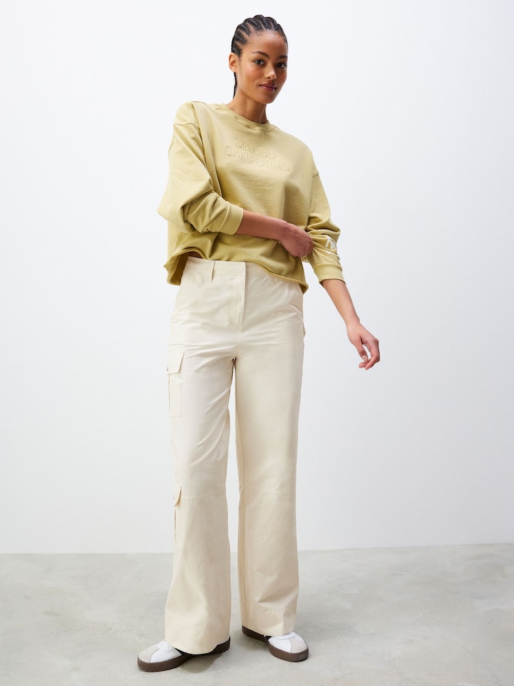 Ecru Cotton Blend Carpenter Cargo Trousers - Image 1 of 6