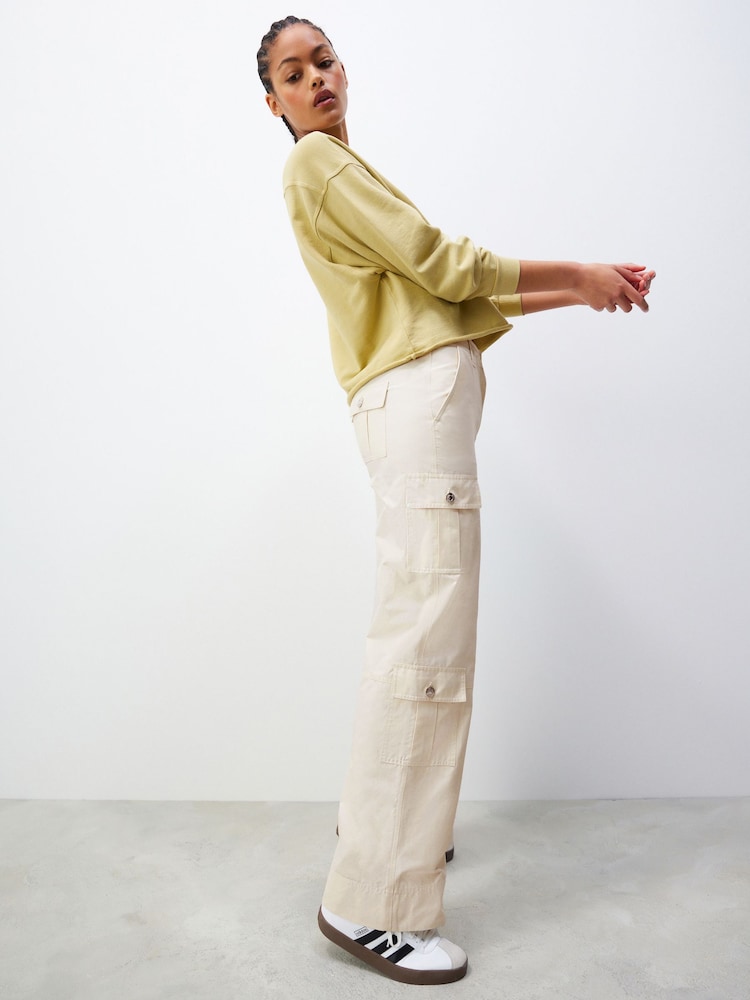 Ecru Cotton Blend Carpenter Cargo Trousers - Image 2 of 6