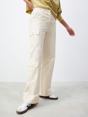 Ecru Cotton Blend Carpenter Cargo Trousers - Image 3 of 6