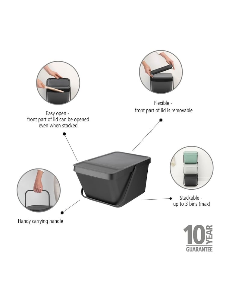 Brabantia Grey Stackable Sort & Go Bin - Image 6 of 6
