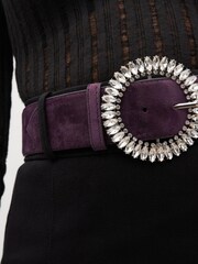Purple Velvet Jewel Buckle Wide Belt - Image 2 of 4