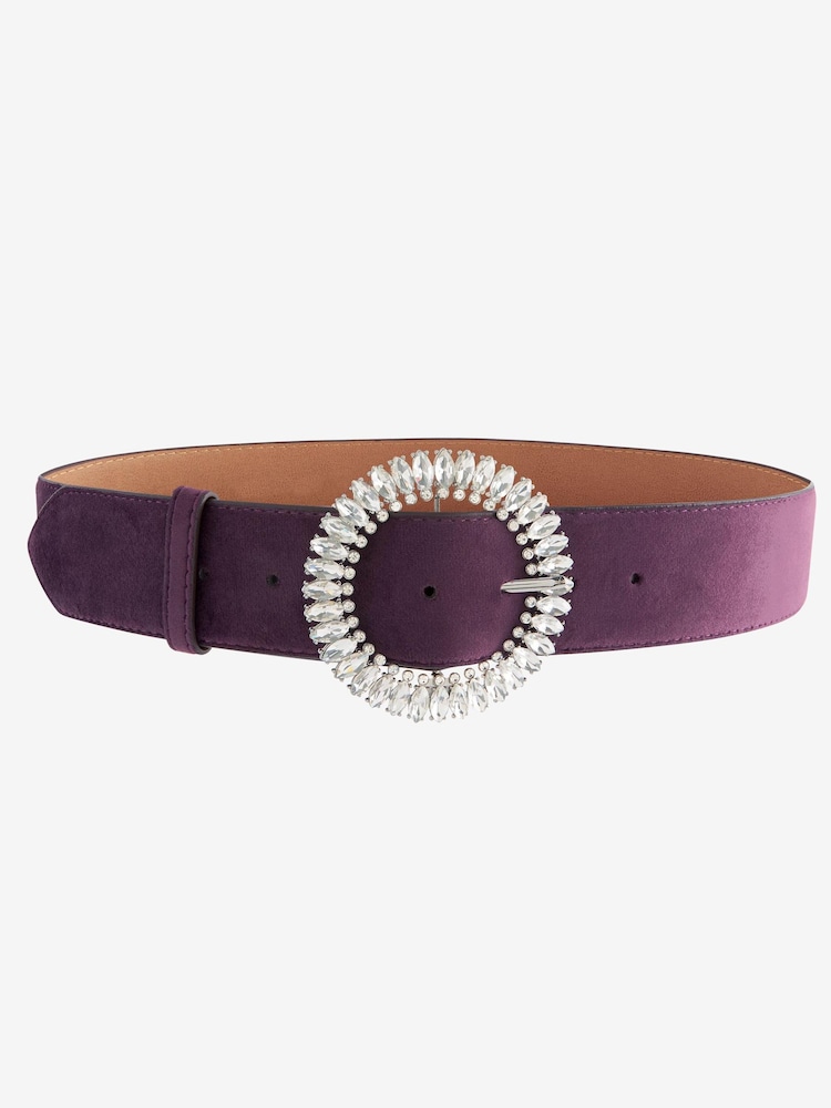 Purple Velvet Jewel Buckle Wide Belt - Image 3 of 4
