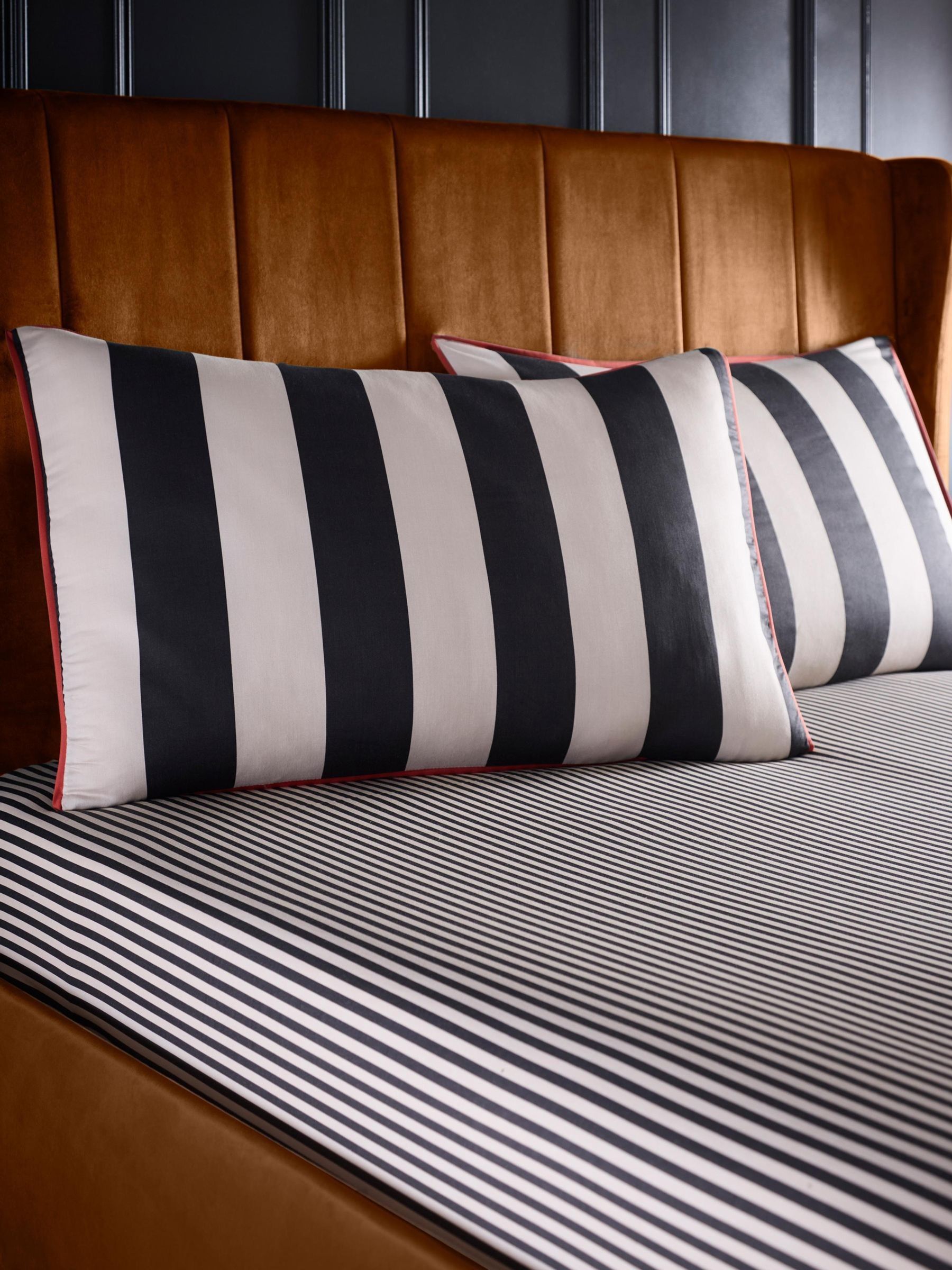 House of Llewelyn-Bowen Festivo Circus Stripe Black Fitted Sheet, Super King, Breathable Cotton, 200 Thread Count - Image 6
