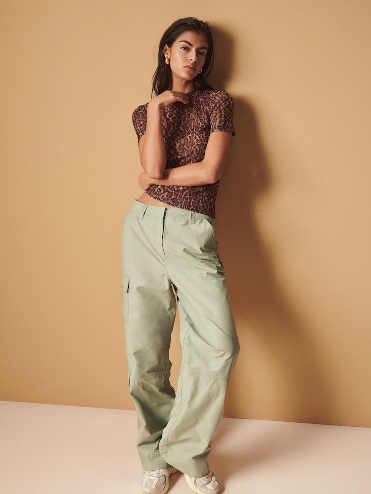 Sage Green Cotton Blend Carpenter Cargo Trousers - Image 1 of 7