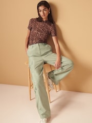 Sage Green Cotton Blend Carpenter Cargo Trousers - Image 2 of 7