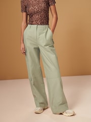 Sage Green Cotton Blend Carpenter Cargo Trousers - Image 3 of 7