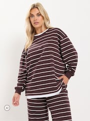 Yours Curve Brown 2-In-1 Stripe Trouser Co-Ord Set - Image 3 of 6