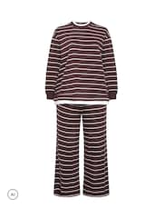Yours Curve Brown 2-In-1 Stripe Trouser Co-Ord Set - Image 5 of 6