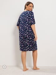 Bleu marine - Yours Curve Chemise de nuit Star Imprimé Soft Touch - Image 3 de 6