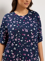Bleu marine - Yours Curve Chemise de nuit Star Imprimé Soft Touch - Image 4 de 6