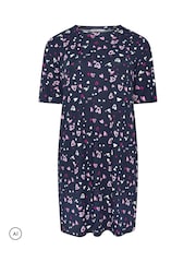 Bleu marine - Yours Curve Chemise de nuit Star Imprimé Soft Touch - Image 5 de 6