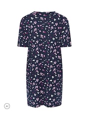 Bleu marine - Yours Curve Chemise de nuit Star Imprimé Soft Touch - Image 6 de 6