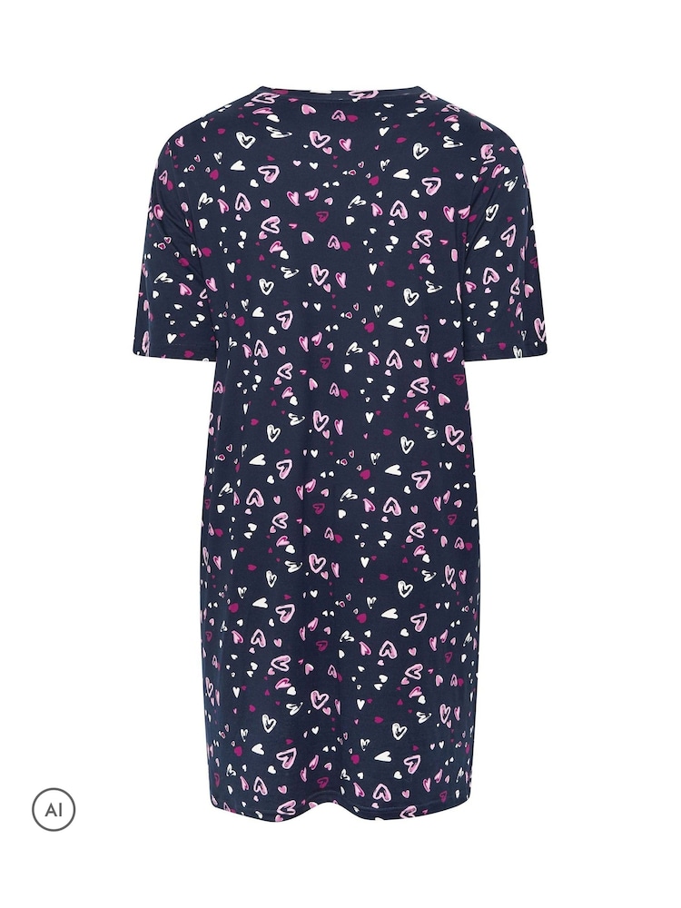 Bleu marine - Yours Curve Chemise de nuit Star Imprimé Soft Touch - Image 6 de 6 Bleu marine - Yours Curve Chemise de nuit Star Imprimé Soft Touch - Image 6 de 6