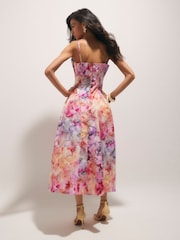 River Island Pink Floral Print Strappy Midi Dress - Image 4 of 4