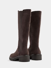 Yours Curve Brown Extra Wide Fit Knee High Cleated Chelsea Boots - Image 4 of 5