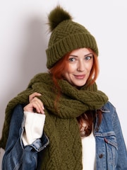 Totes Green Ladies Knitted Hat & Scarf Set - Image 1 of 4