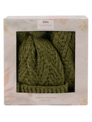 Totes Green Ladies Knitted Hat & Scarf Set - Image 3 of 4