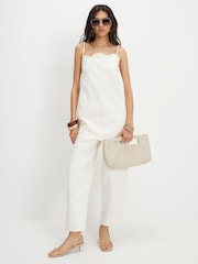 River Island White Embroidered Barrel Leg Jeans - Image 2 of 4