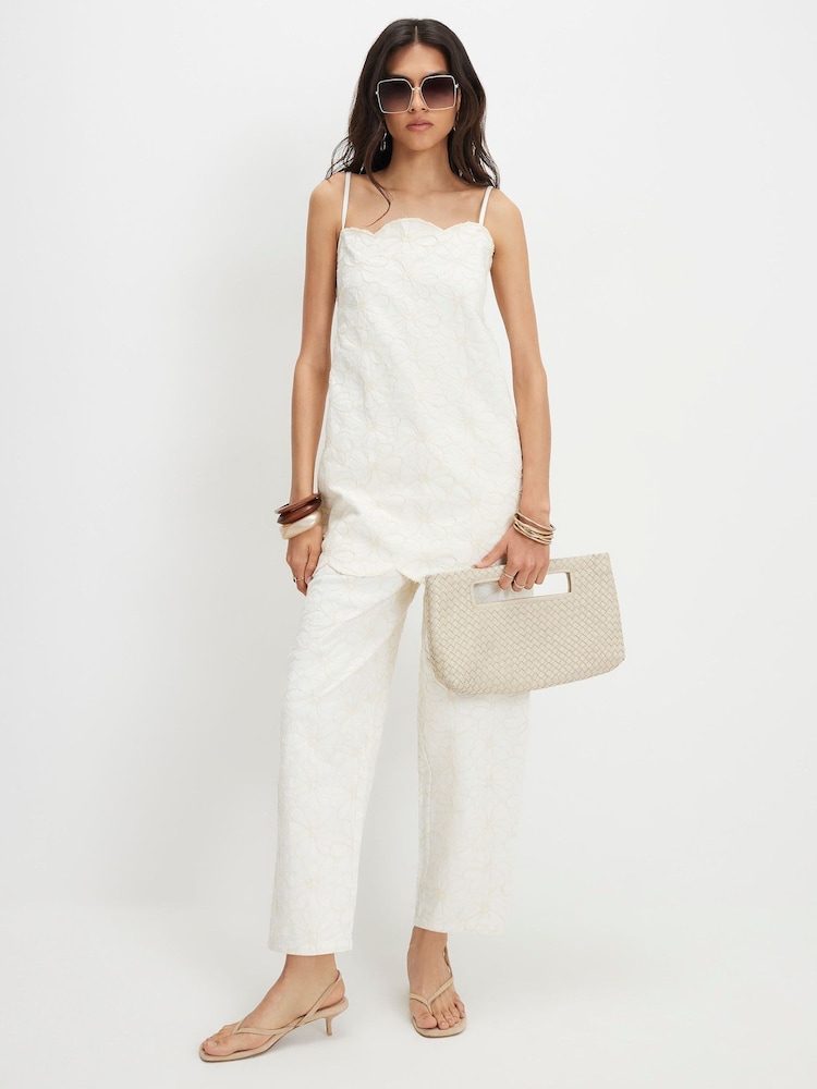 River Island White Embroidered Barrel Leg Jeans - Image 2 of 4