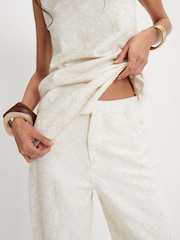 River Island White Embroidered Barrel Leg Jeans - Image 3 of 4