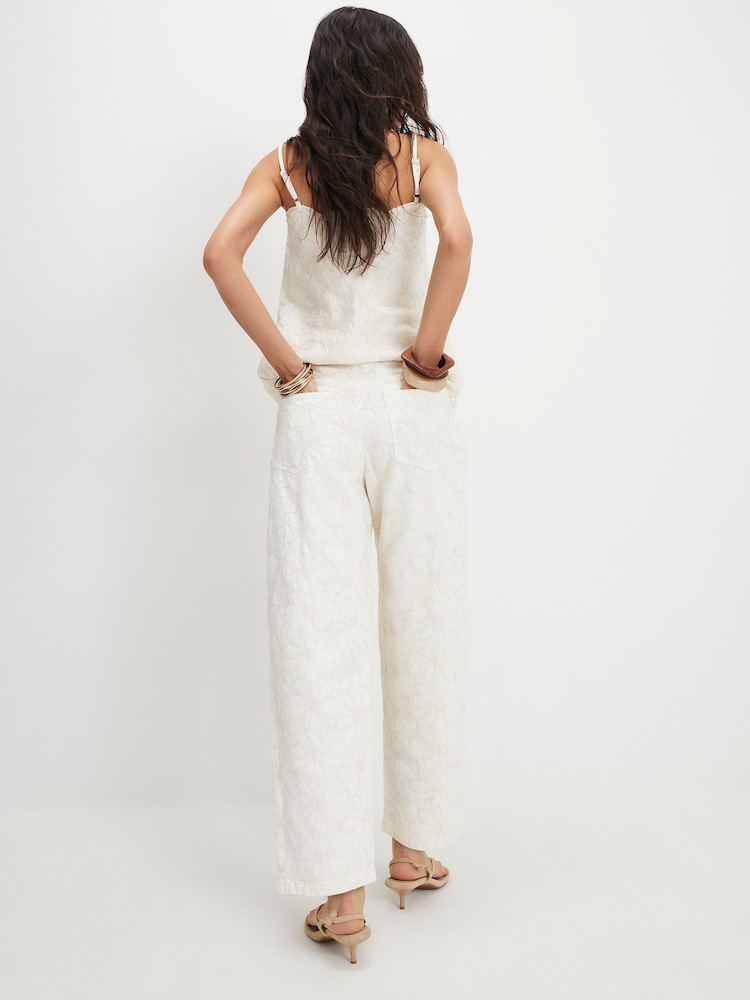 River Island White Embroidered Barrel Leg Jeans - Image 4 of 4