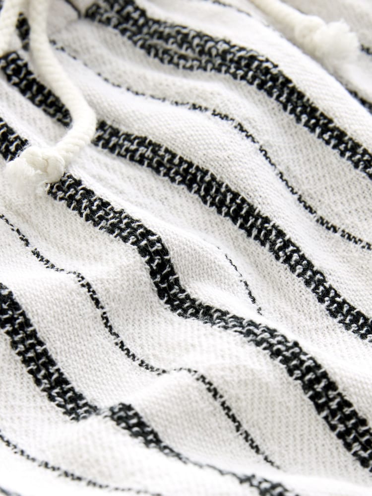 Black/White 100% Cotton Textured Stripe Shorts - Image 6 of 6