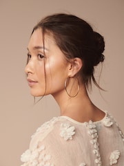 Cream Sheer V-Neck 3D Tufty Puff Sleeve Blouse - Image 5 of 7