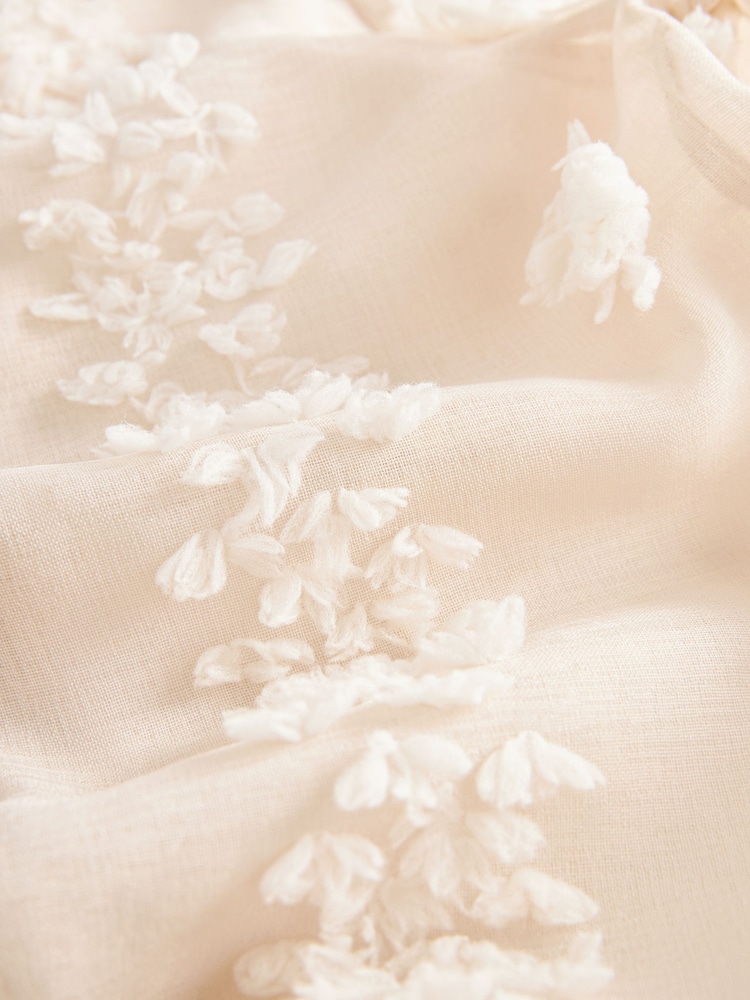 Cream Sheer V-Neck 3D Tufty Puff Sleeve Blouse - Image 7 of 7 Cream Sheer V-Neck 3D Tufty Puff Sleeve Blouse - Image 7 of 7