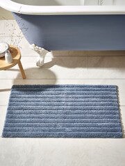 Blue Slate Egyptian 100% Cotton Ribbed Bath Mat - Image 1 of 3