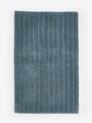 Blue Slate Egyptian 100% Cotton Ribbed Bath Mat - Image 3 of 3
