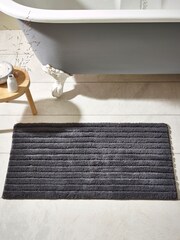 Grey Charcoal Egyptian 100% Cotton Ribbed Bath Mat - Image 1 of 5
