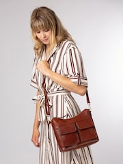 Conkca Brown 'Snowdrop' Leather Shoulder Bag - Image 2 of 5