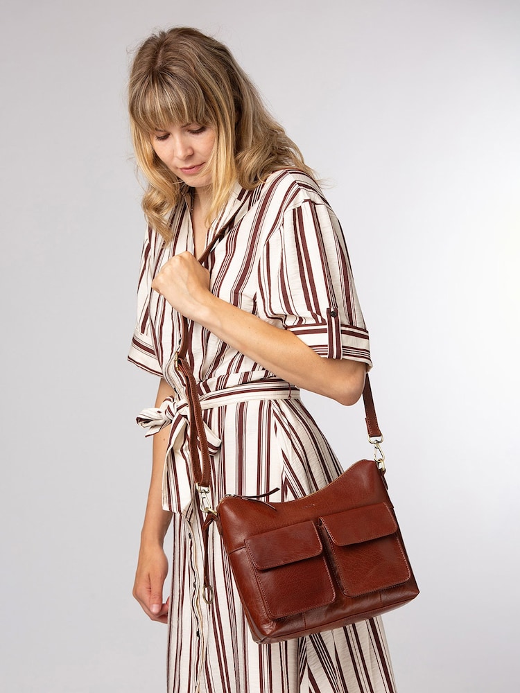 Conkca Brown 'Snowdrop' Leather Shoulder Bag - Image 2 of 5 Conkca Brown 'Snowdrop' Leather Shoulder Bag - Image 2 of 5