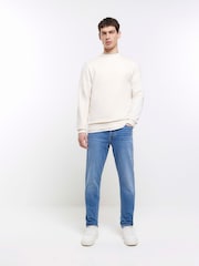 River Island Blue Slim Fit 100% Cotton Jeans - Image 3 of 6