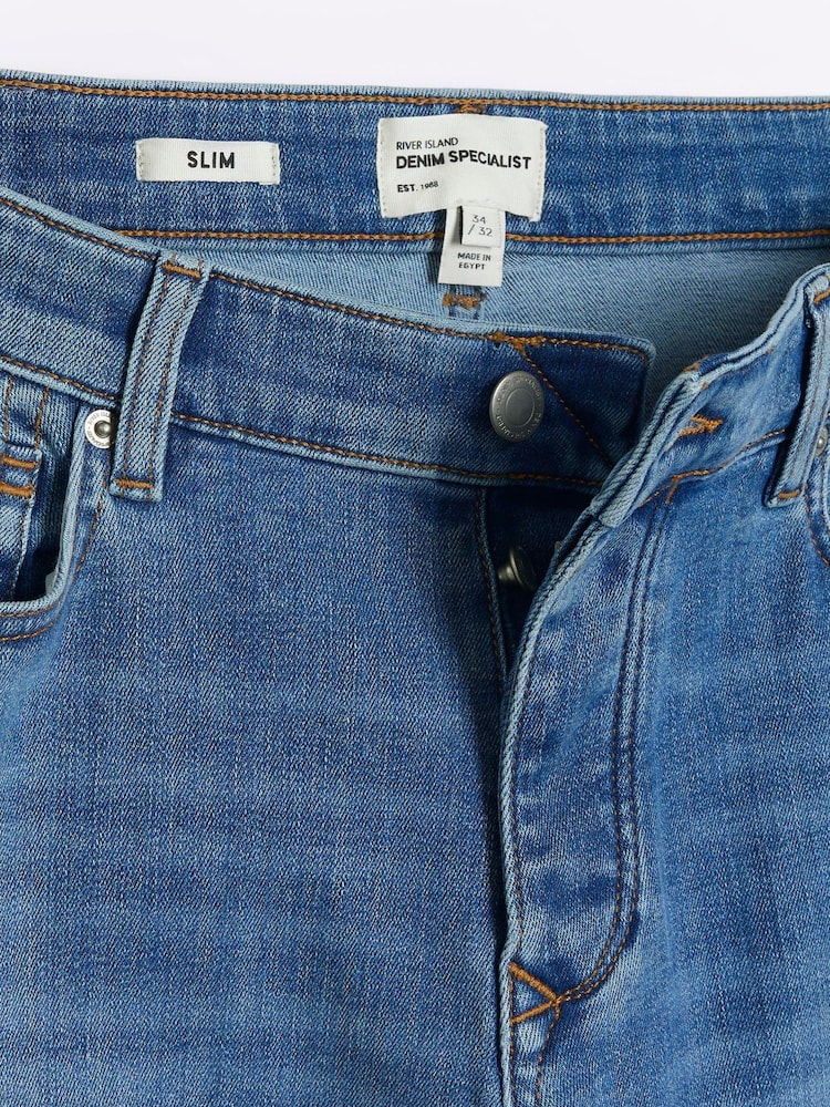 River Island Blue Slim Fit 100% Cotton Jeans - Image 6 of 6 River Island Blue Slim Fit 100% Cotton Jeans - Image 6 of 6
