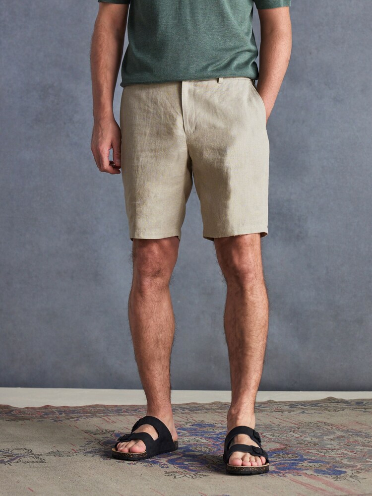 Stone Signature Italian Leomaster 100% Linen Shorts - Image 1 of 5 Stone Signature Italian Leomaster 100% Linen Shorts - Image 1 of 5