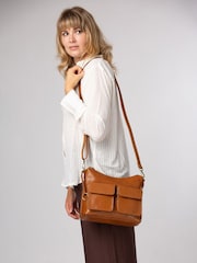 Conkca Tan Brown 'Snowdrop' Leather Shoulder Bag - Image 1 of 6